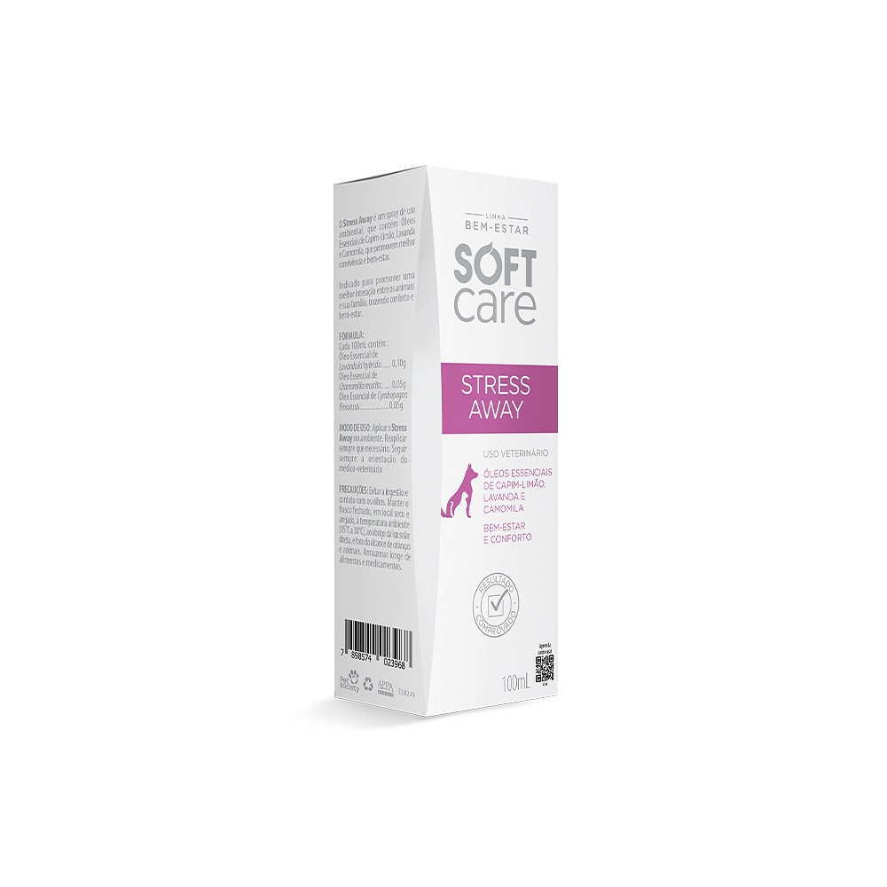 Spray Calmante Soft Care Stress Away para Cães e Gatos