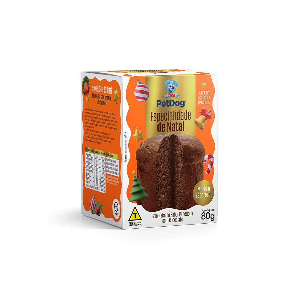 Bolo Natalino Pet Dog Sabor Chocolate para Cães