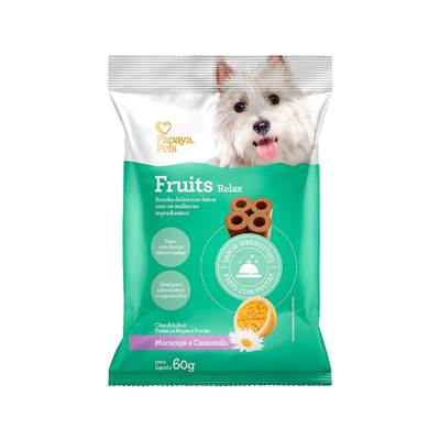 Snack Papaya Pets Fruits Relax para Cães Adultos Sabor Maracujá e Camomila 300g