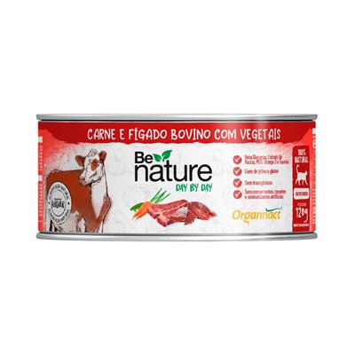 Alimento Natural Organnact Be Nature Day By Day para Gatos Idosos Sabor Carne e Fígado Bovino com Vegetais 120g