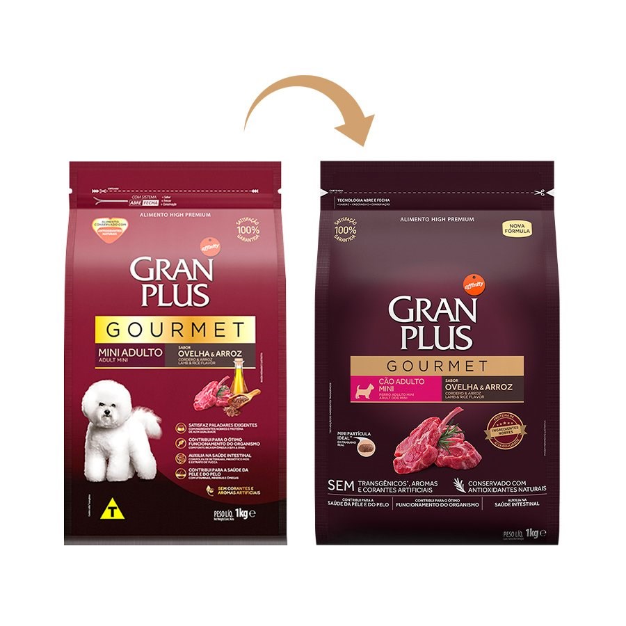 Ração Granplus Gourmet para Cães Adultos Porte Mini sabor Ovelha e Arroz