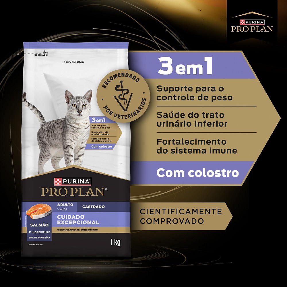 Ração Proplan Cuidado Excepcional para Gatos Adultos Castrados sabor Salmão