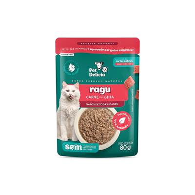 Sachê Natural Pet Delícia Ragu de Carne com Chia para Gatos