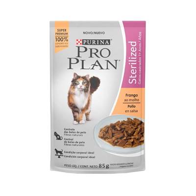 Ração Pro Plan Sachê Sterilised para Gatos Adultos Castrados sabor Frango ao Molho 85g