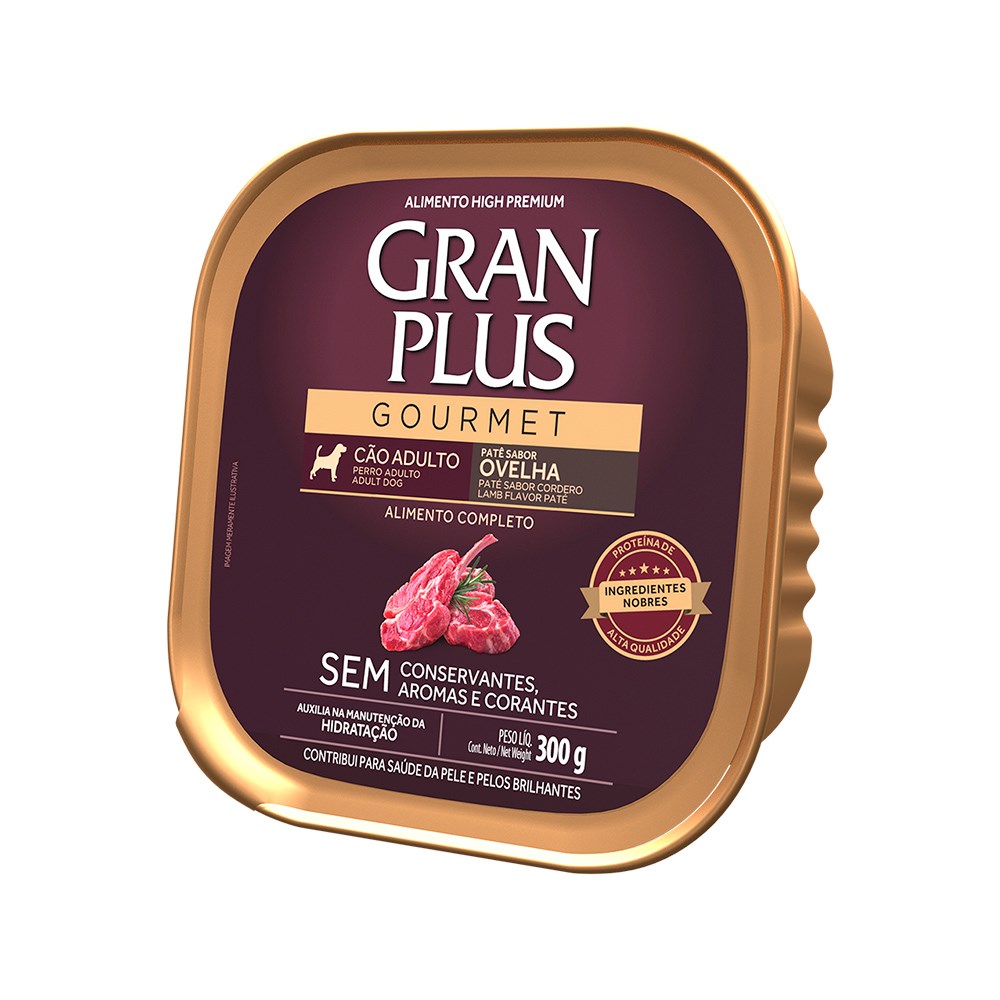 Ração Úmida GranPlus Gourmet Patê sabor Ovelha para Cães Adultos