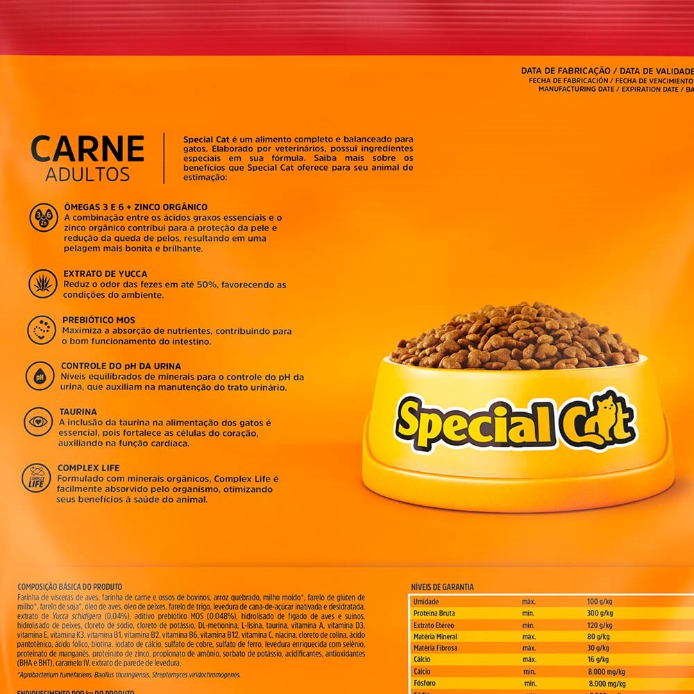 Ração Special Cat para Gatos Adultos Sabor Carne