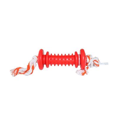 Brinquedo Furacão Pet Halteres de Borracha e Corda Maciça Vermelho para Cães U