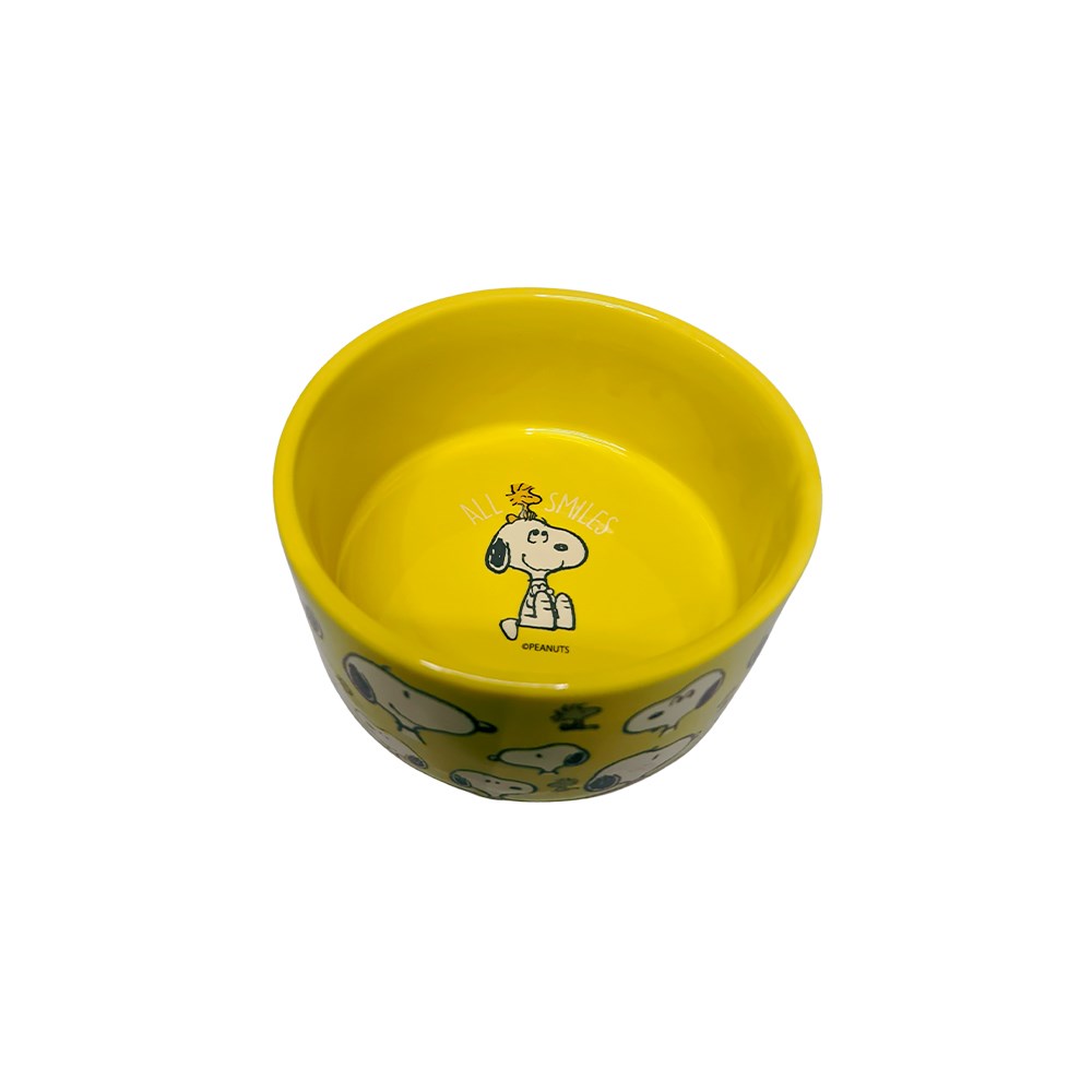 Comedouro Zooz Pets All Smiles Porcelana Amarelo para Cães e Gatos
