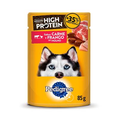 Ração Úmida Pedigree High Protein para Cães Adultos sabor Carne e Frango 85g