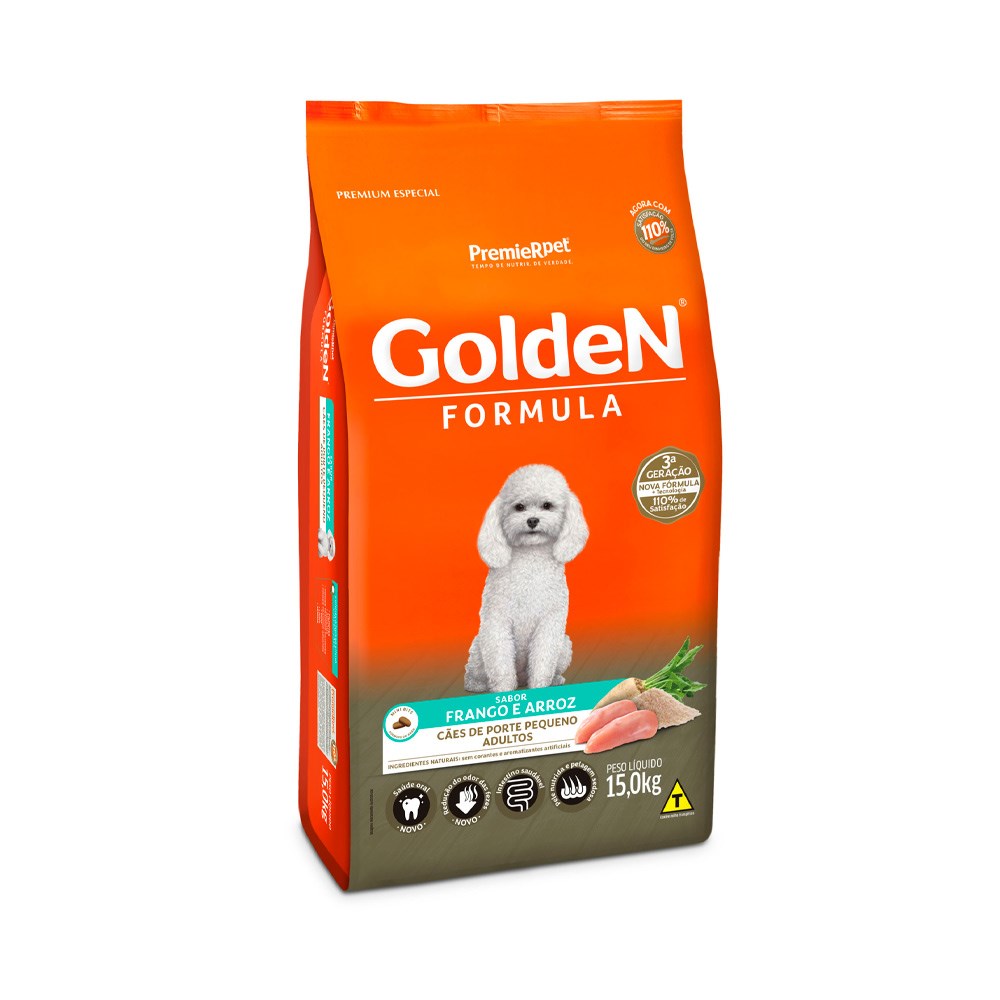 Ração Golden Fórmula Mini Bits para Cães de Pequeno Porte Adultos sabor Frango & Arroz