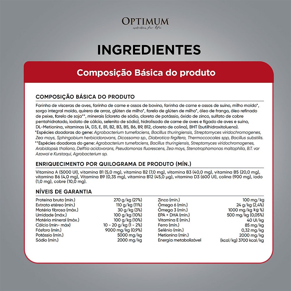 Ração Optimum para Cães Filhotes de Raças Médias e Grandes até 18 meses Frango e Arroz