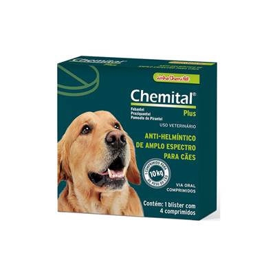 Vermífugo Chemital para Cães Plus 4 comprimidos