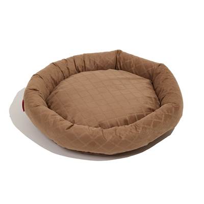 Cama Spike Velvet Redonda Bege para Cães e Gatos P