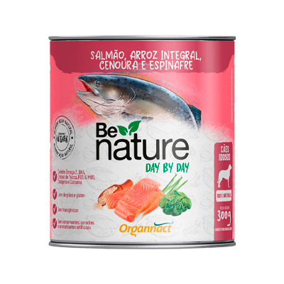 Alimento Natural Organnact Be Nature Day By Day para Cães Idosos Sabor Salmão, Arroz Integral, Cenoura e Espinafre 300g