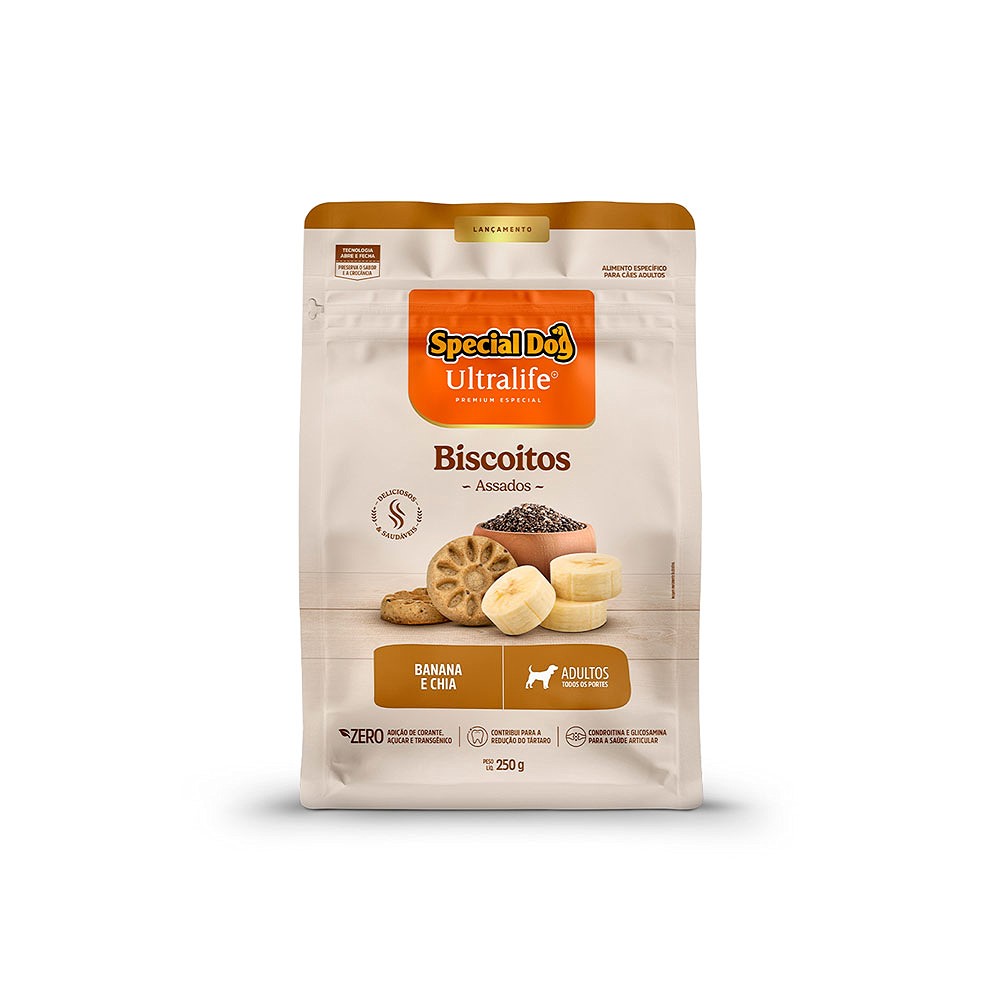 Biscoito Special Dog Ultralife para Cães Adultos Sabor Banana e Chia