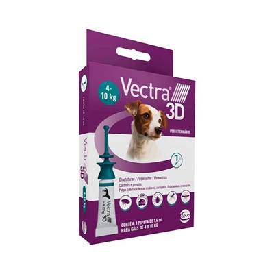 Antipulgas e Carrapatos Vectra 3D para Cães de 4kg a 10kg 1 pipeta