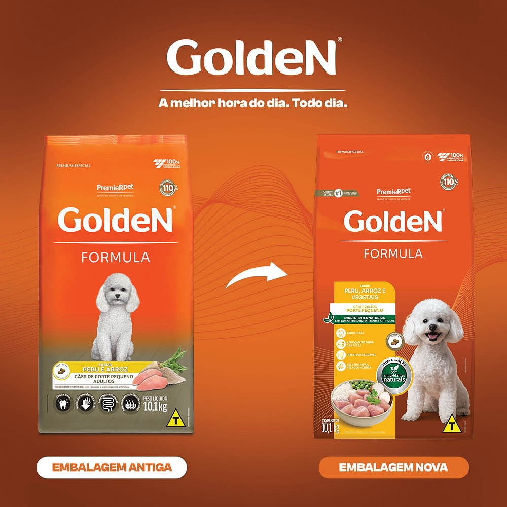 Ração Golden Fórmula para Cães Adultos de Pequeno Porte sabor Peru e Arroz