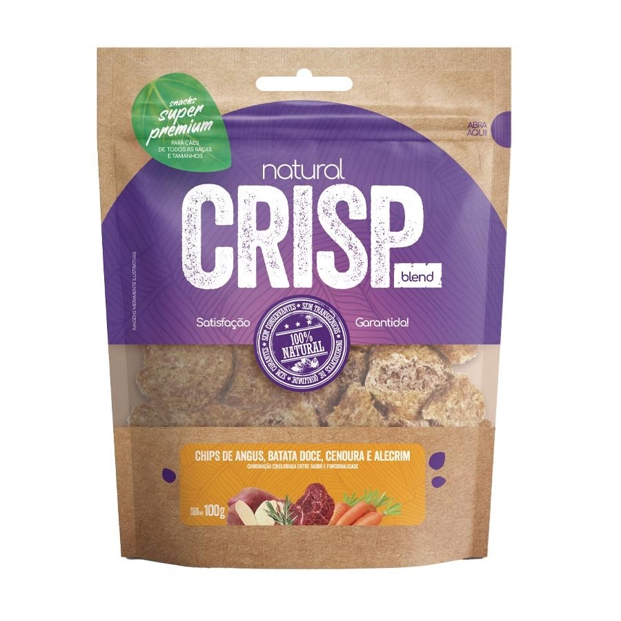 Snack Natural Crisp Blend sabor Chips de Angus, Batata Doce, Cenoura e Alecrim para Cães