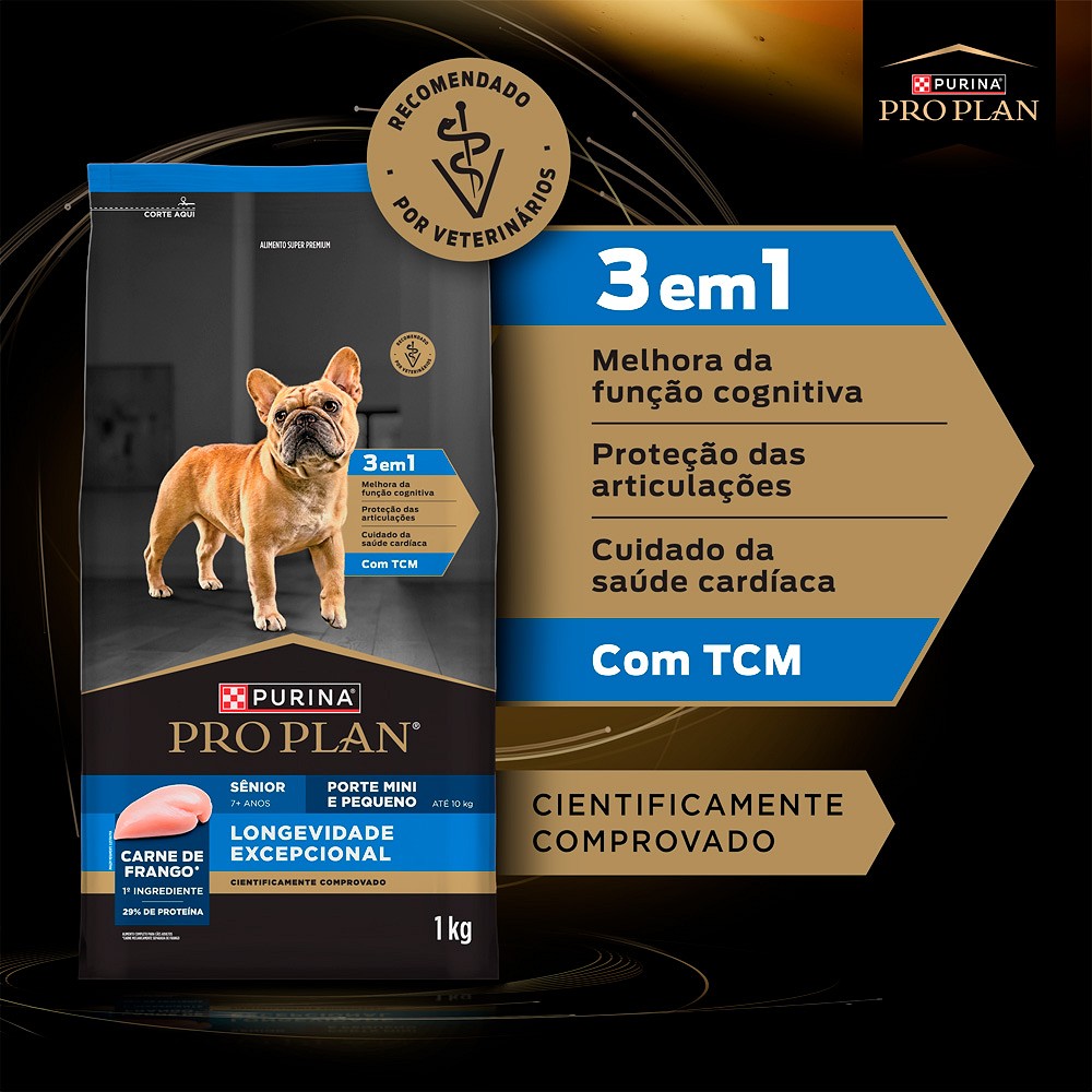 Ração Proplan Longevidade Excepcional Sênior 7+ para Cães de Porte Mini e Pequeno