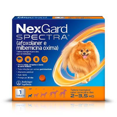 Antipulgas e Carrapatos NexGard Spectra para Cães de 2kg a 3,5kg 1 tablete