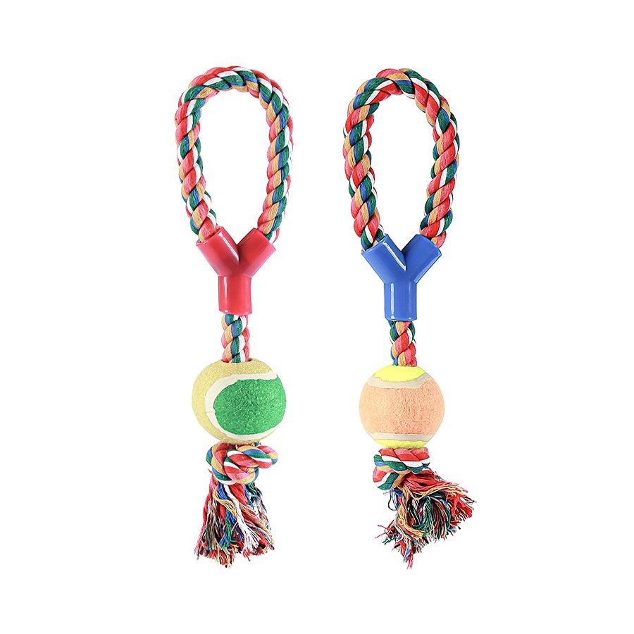 Brinquedo Chalesco para Cães Forca com Bola de Tênis - Cores Sortidas