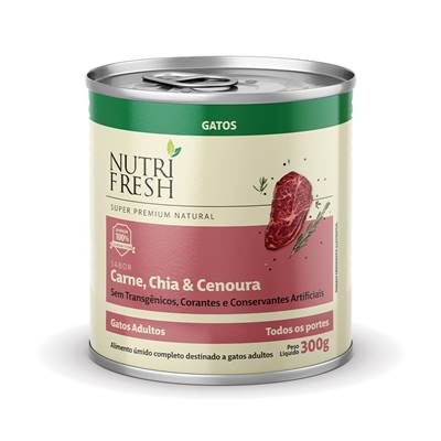 Ração Úmida Lata Nutrifresh para Gatos sabor Carne, Chia e Cenoura 300g