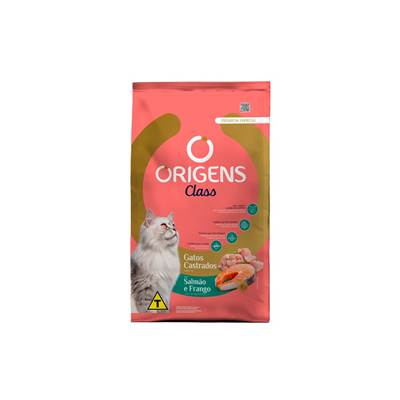 Ração Origens Class para Gatos Castrados Sabor Salmão e Frango 1kg