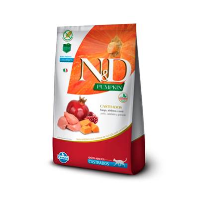Ração N&D Pumpkin para Gatos Adultos Castrados sabor Frango, Abóbora & Romã 1,5kg