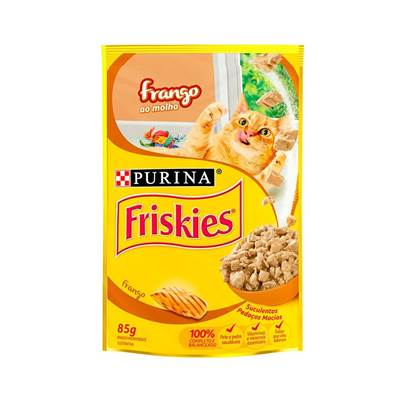 Ração Friskies Sachê para Gatos Adultos sabor Frango ao Molho 85g