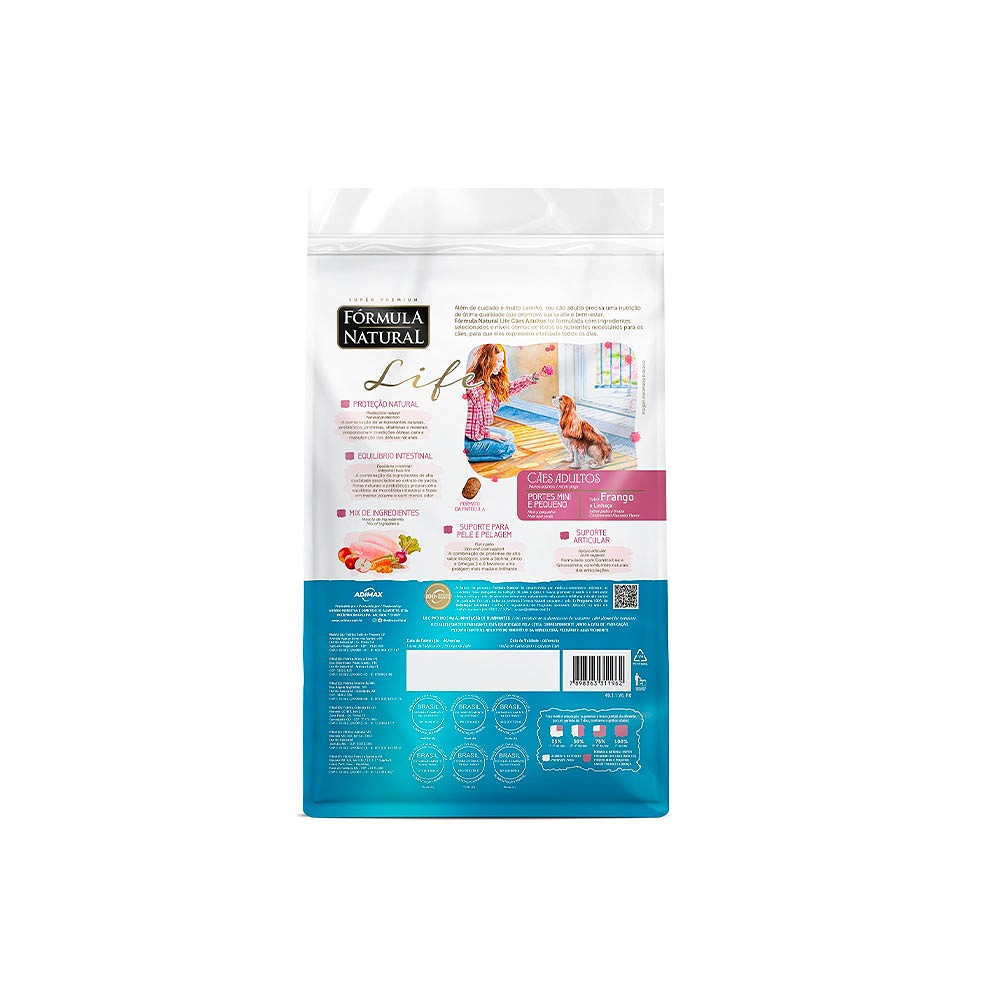 Ração Fórmula Natural Life para Cães Adultos Raças Mini e Pequeno