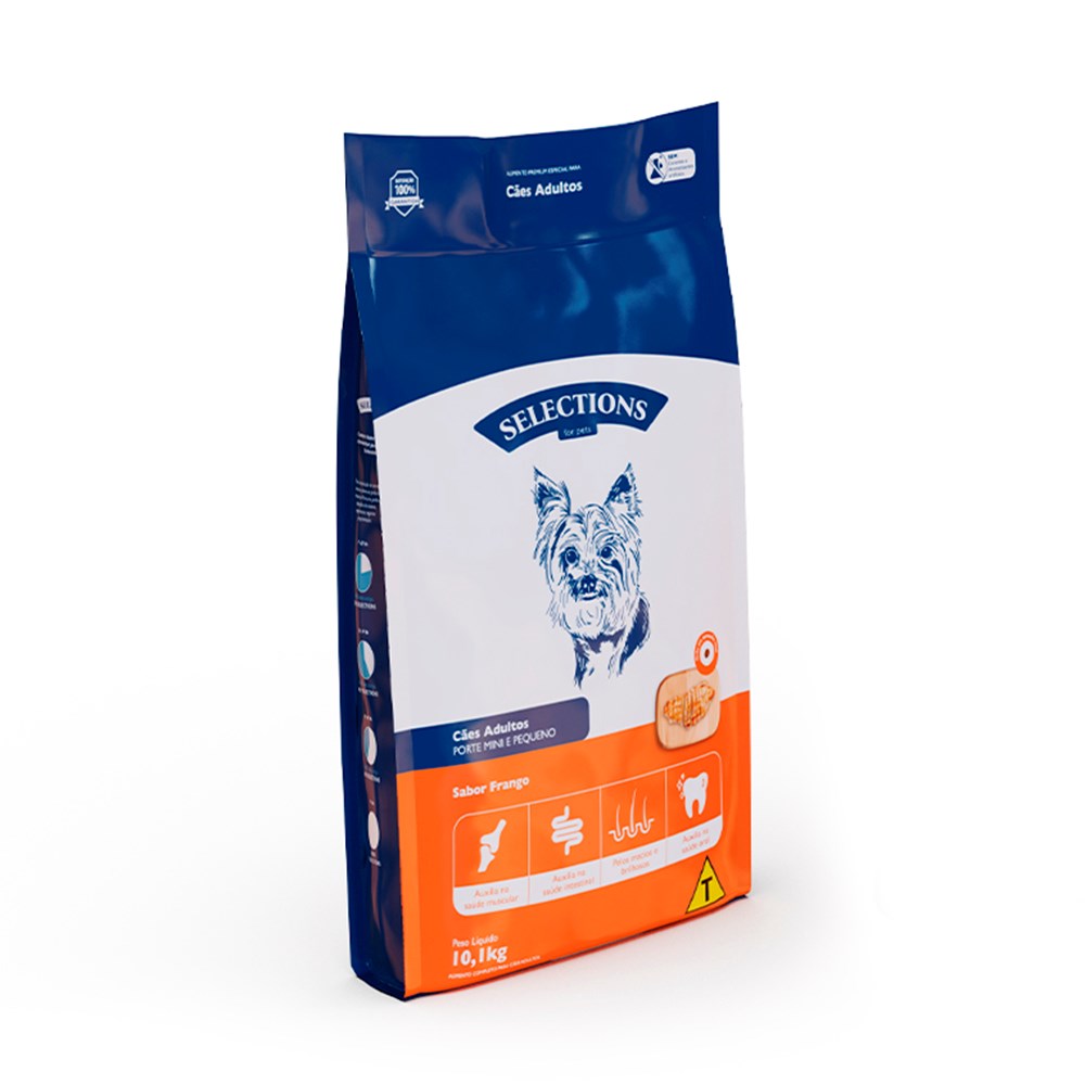 Ração Selections For Pet para Cães Adultos Mini e Pequenos sabor Frango