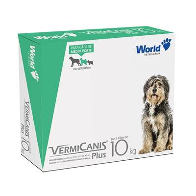 Vermífugo VermiCanis Plus World 800mg para Cães de 10kg 800mg