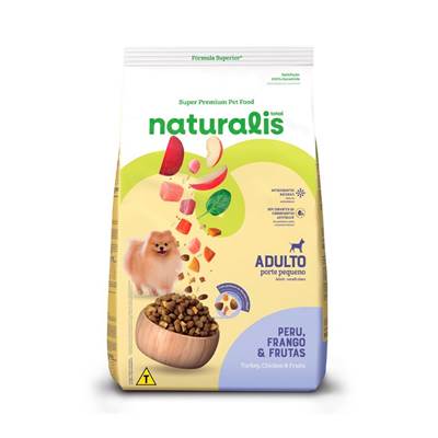 Ração Naturalis para Cães Adultos de Raças Pequenas sabor Frango, Peru e Frutas 15kg