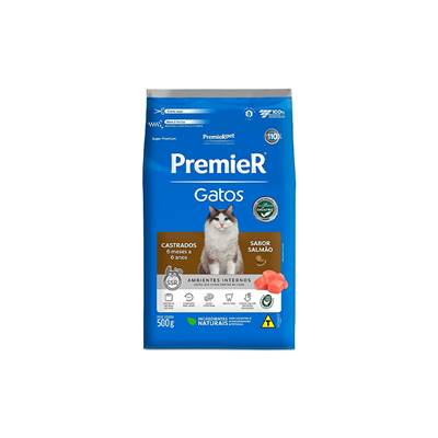 Ração Premier para Gatos Castrados de 6 meses a 6 anos Sabor Salmão 0,5kg