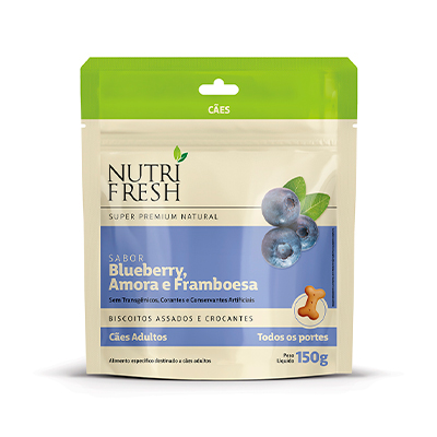 Biscoito Nutrifresh Natural Sabor Blueberry, Amora e Framboesa para Cães Adultos 150g