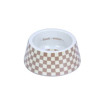 Comedouro Jambo Pet Xadrez Chique Bege para Cães e Gatos P