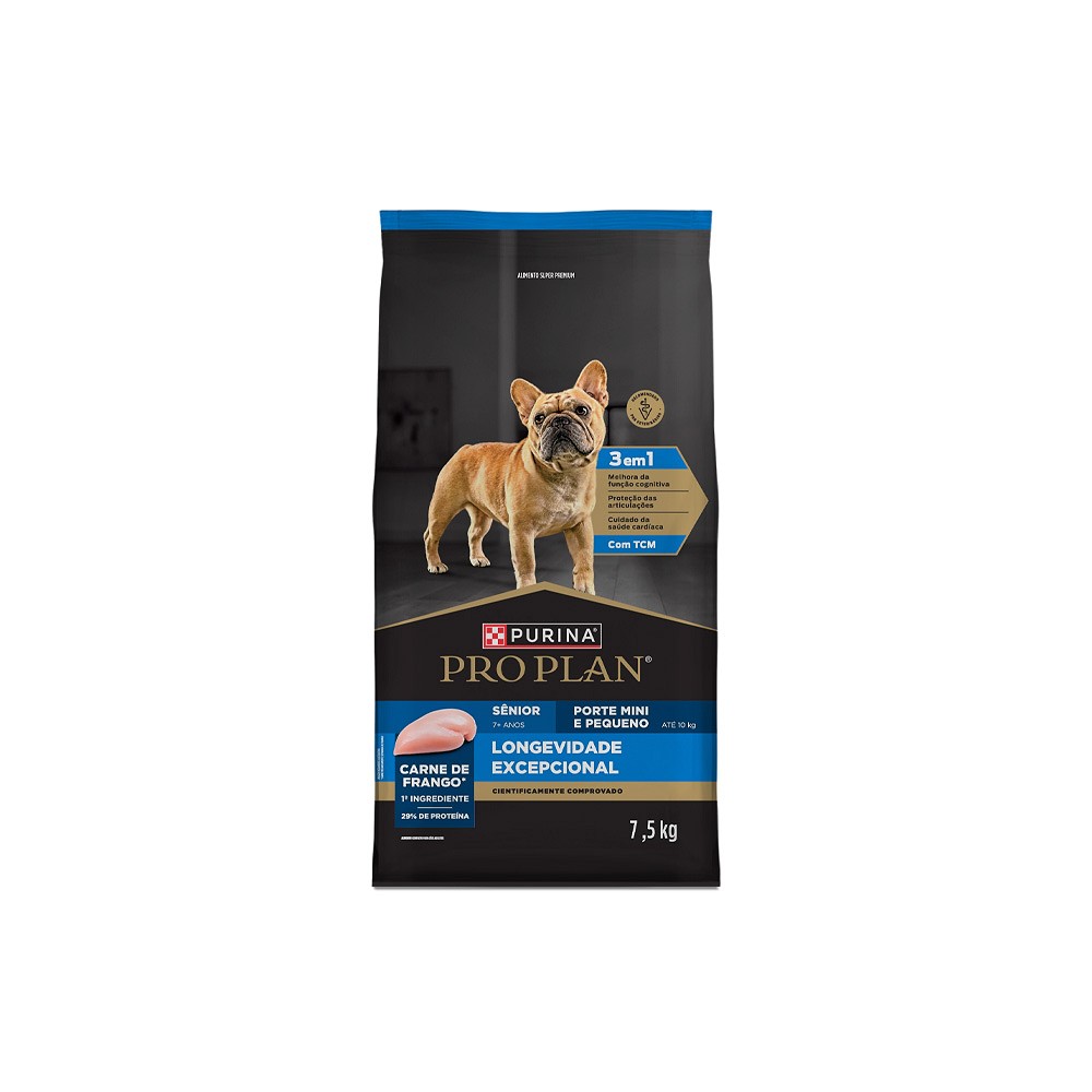 Ração Proplan Longevidade Excepcional Sênior 7+ para Cães de Porte Mini e Pequeno