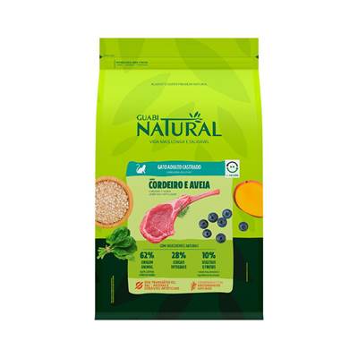 Ração Guabi Natural para Gatos Castrados sabor Cordeiro e Aveia 7,5kg