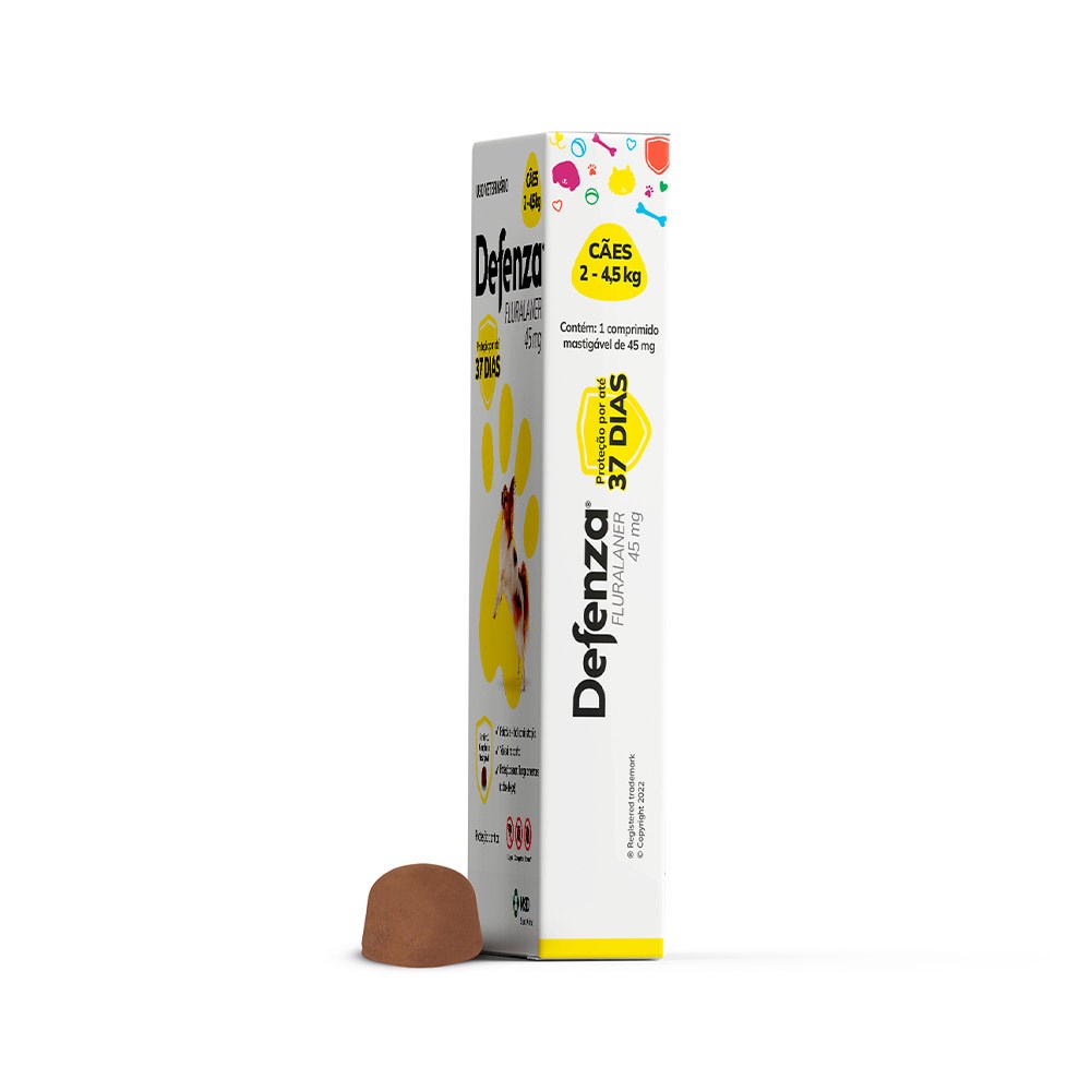 Antipulgas e Carrapatos Defenza para Cães de 2kg a 4,5kg - 45mg