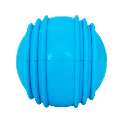 Brinquedo Furacão Pet Bola de Borracha Maciça Azul com Friso para Cães 8cm
