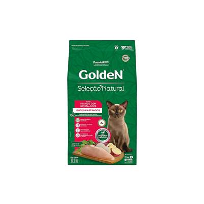 Ração Golden Seleção Natural para Gatos Castrados sabor Frango com Batata Doce 10,1kg