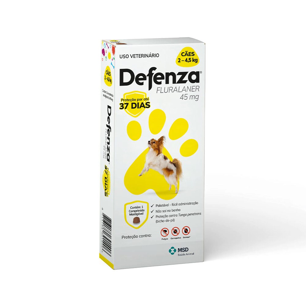 Antipulgas e Carrapatos Defenza para Cães de 2kg a 4,5kg - 45mg