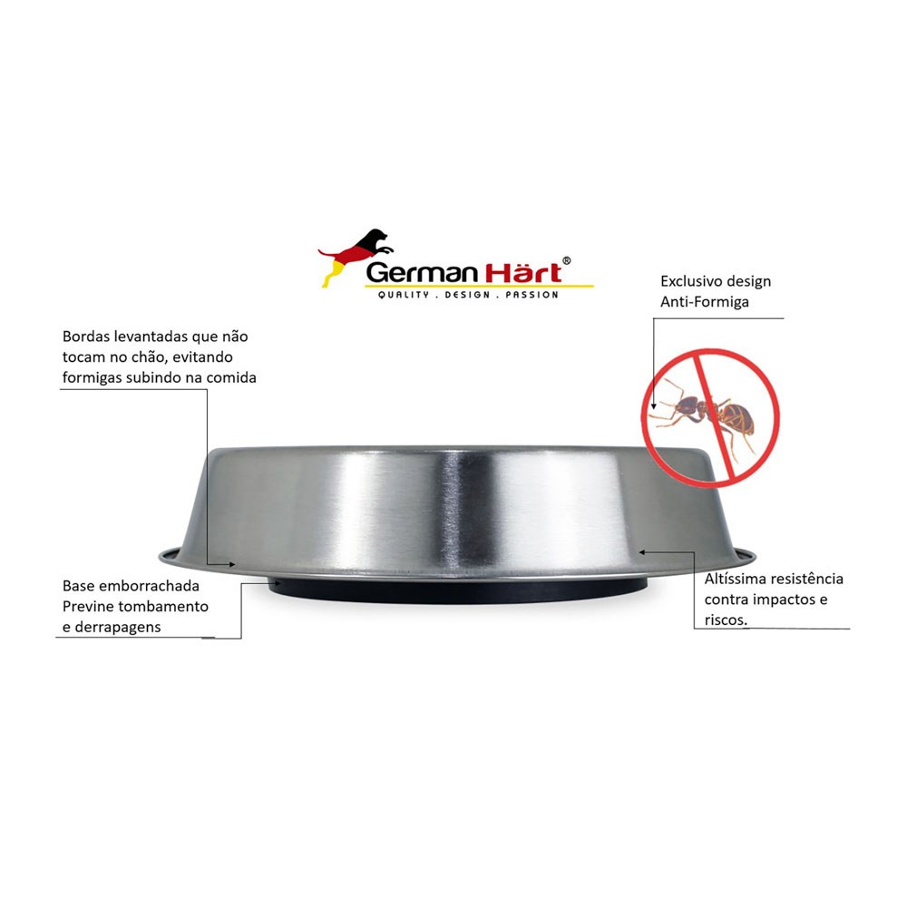Comedouro GermanHart Anti-Formiga Inox para Cães