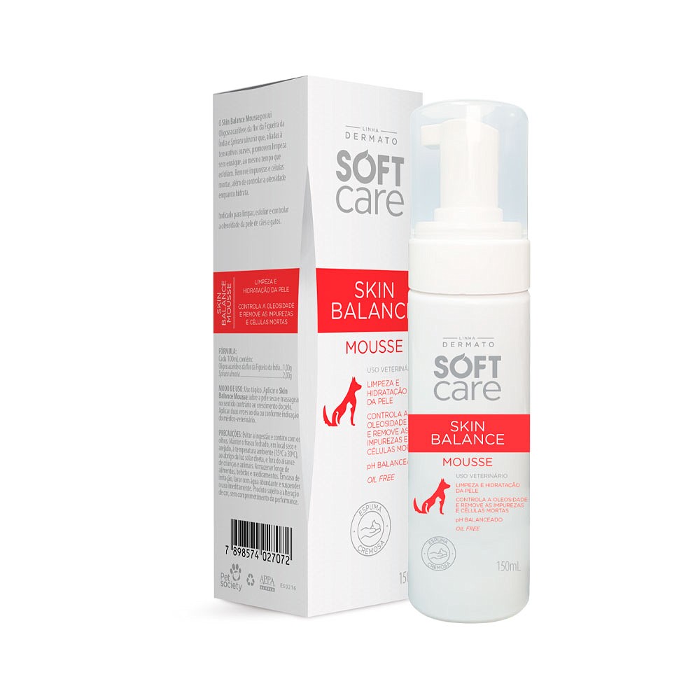 Mousse de Limpeza Soft Care Skin Balance para Cães e Gatos