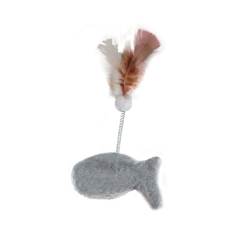 Brinquedo Arranhador Hello Pet Peixe Pelúcia Cinza para Gatos