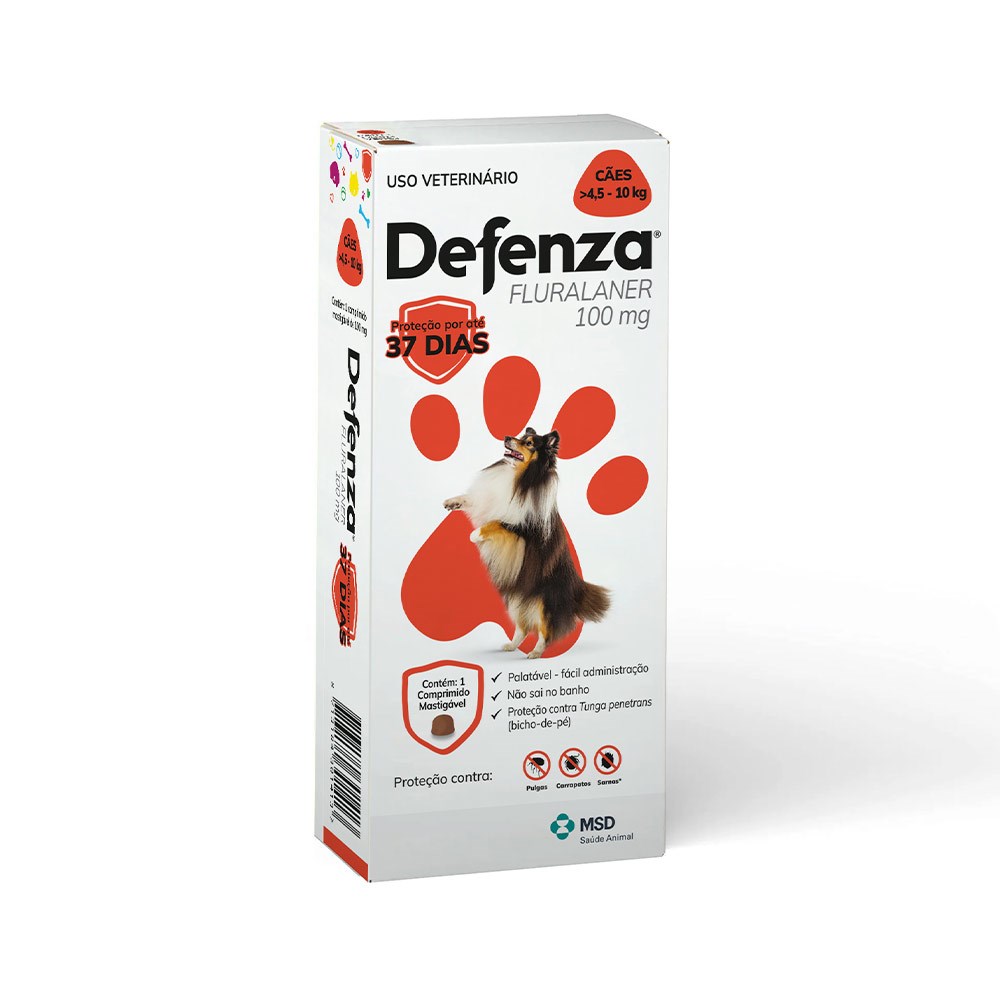 Antipulgas e Carrapatos Defenza para Cães de 4,5kg a 10kg - 100mg