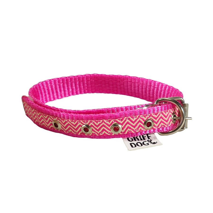 Coleira Griff Dog Poliéster Rosa para Cães