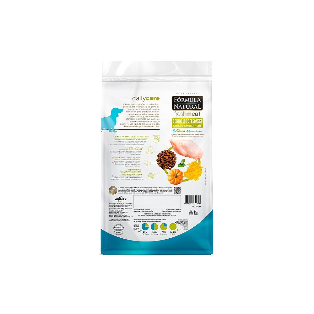 Ração Fórmula Natural Fresh Meat para Cães Adultos Light de Porte Mini e Pequeno