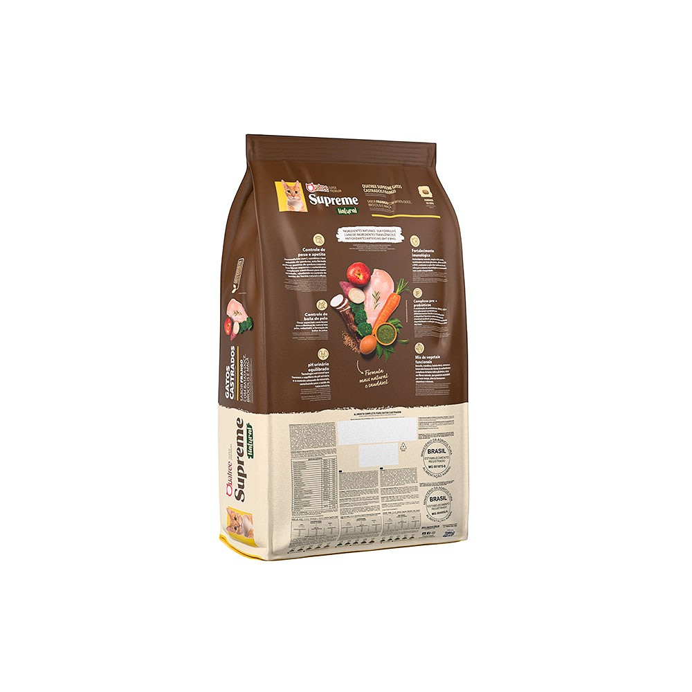 Ração Quatree Supreme para Gatos Castrados Sabor Frango e Batata Doce