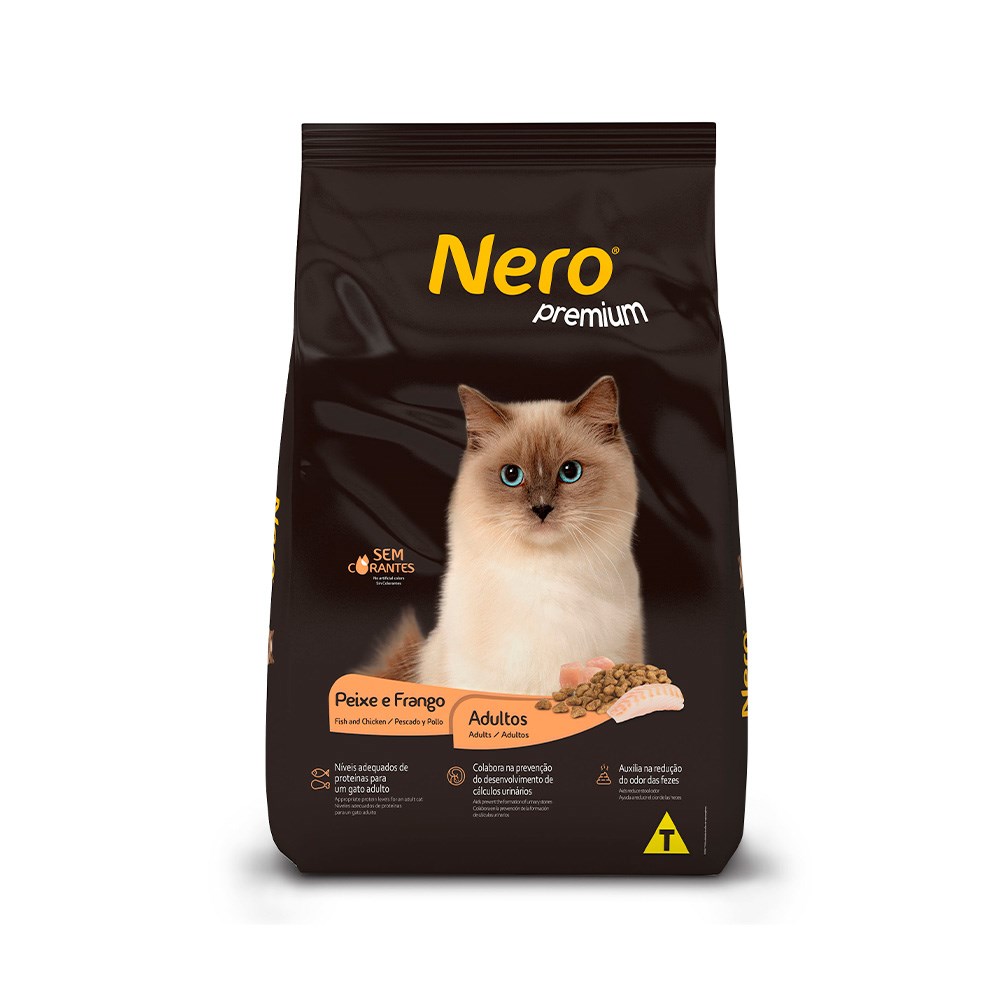 Ração Nero Premium para Gatos Adultos Sabor Peixe e Frango